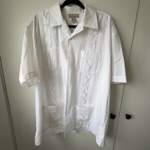 Cabana Sun White Embroidered Guayabera Shirt | Resort Summer Top